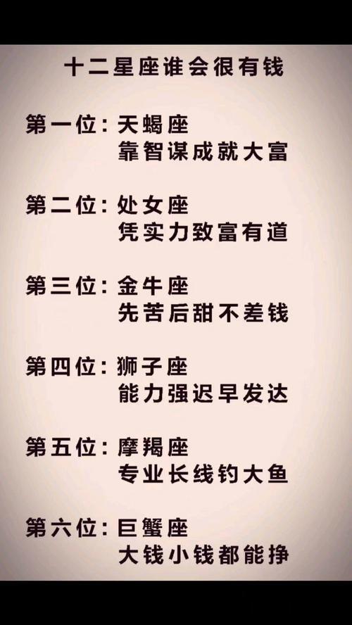 十二星座哪些星座天生富贵命,十二星座谁会最有钱